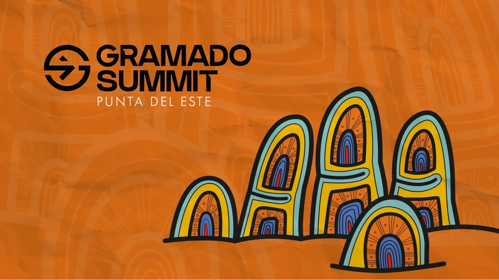 Logo del Gramado Summit Punta del Este con ilustraciones coloridas